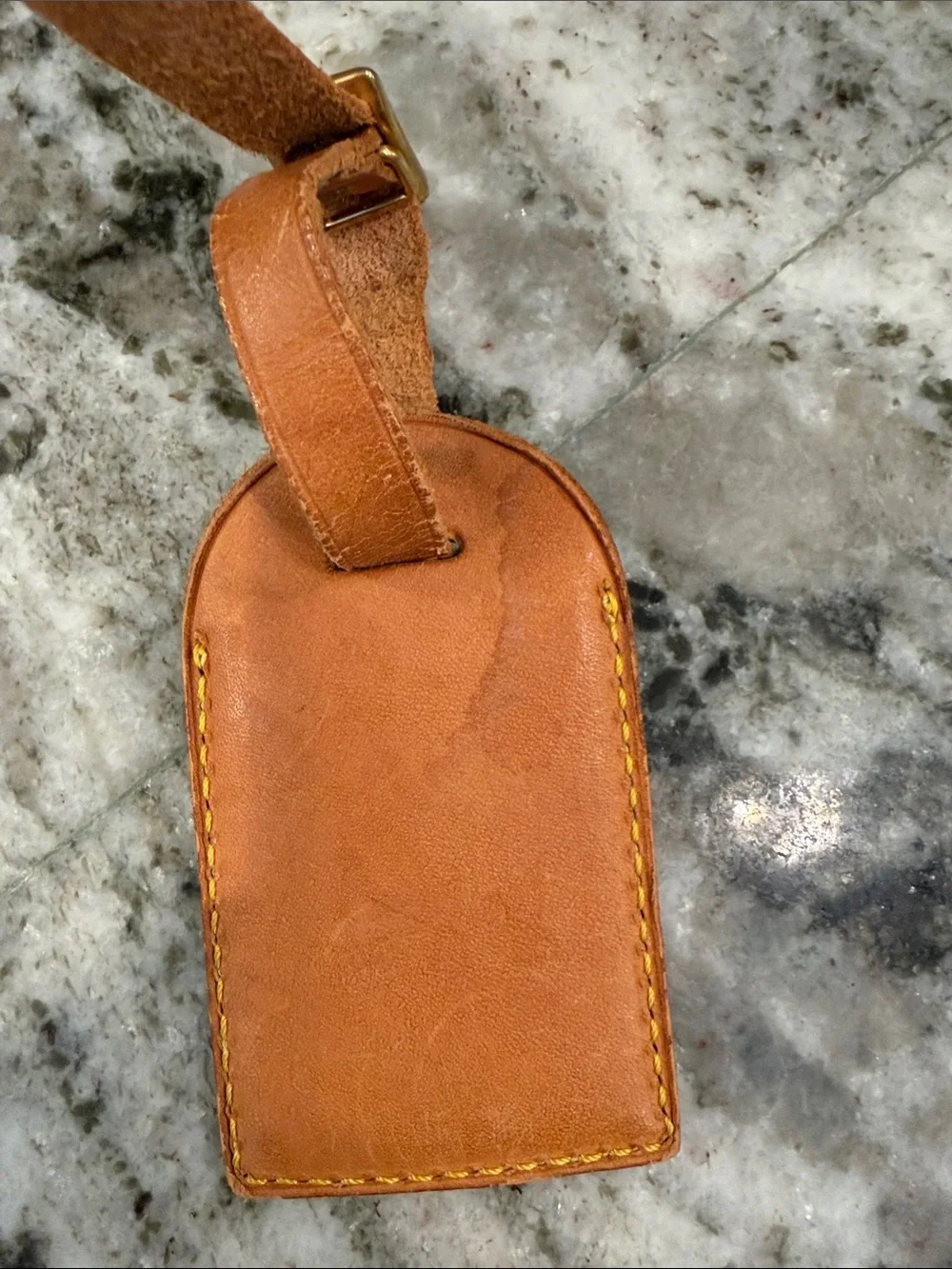 Louis Vuitton Brown Leather Luggage Tag with Adjustable Strap